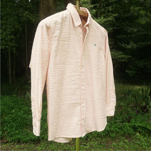 J. Bailey Boys Orange Seersucker Button Up Shirt - Picture 5 of 7